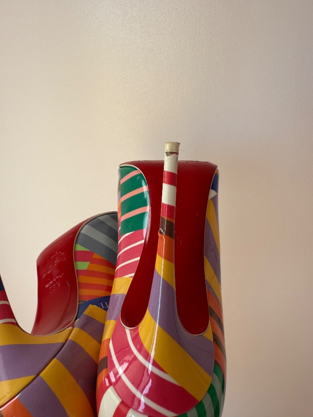 Christian Louboutin Multicolor Striped Hot Chick Leather Pumps Heels Size 38.5 - Picture 8 of 10